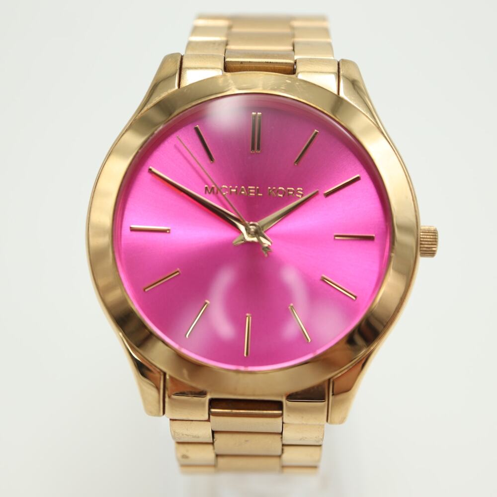Michael Kors Gold-Tone Bracelet Watch with Pink Dial - Picture 4 of 9